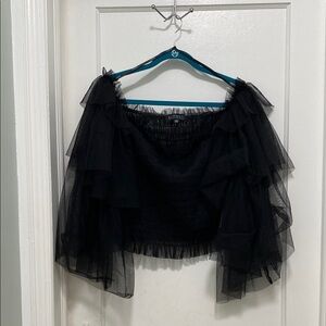 Eloquii Black Ruffled Off-Shoulder Top